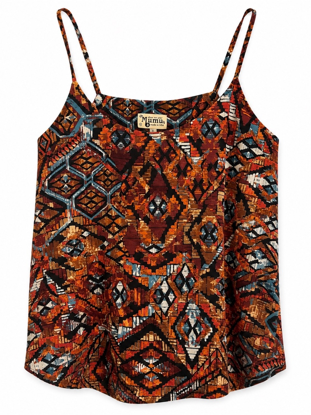 Show me your mumu boho tank Printed Geo-Pattern Cami Top festival western medium